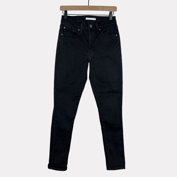 Levi's 721 High Rise Skinny Jeans Womens 30 Waist 30 Length Black Five Pocket - Picture 1 of 11
